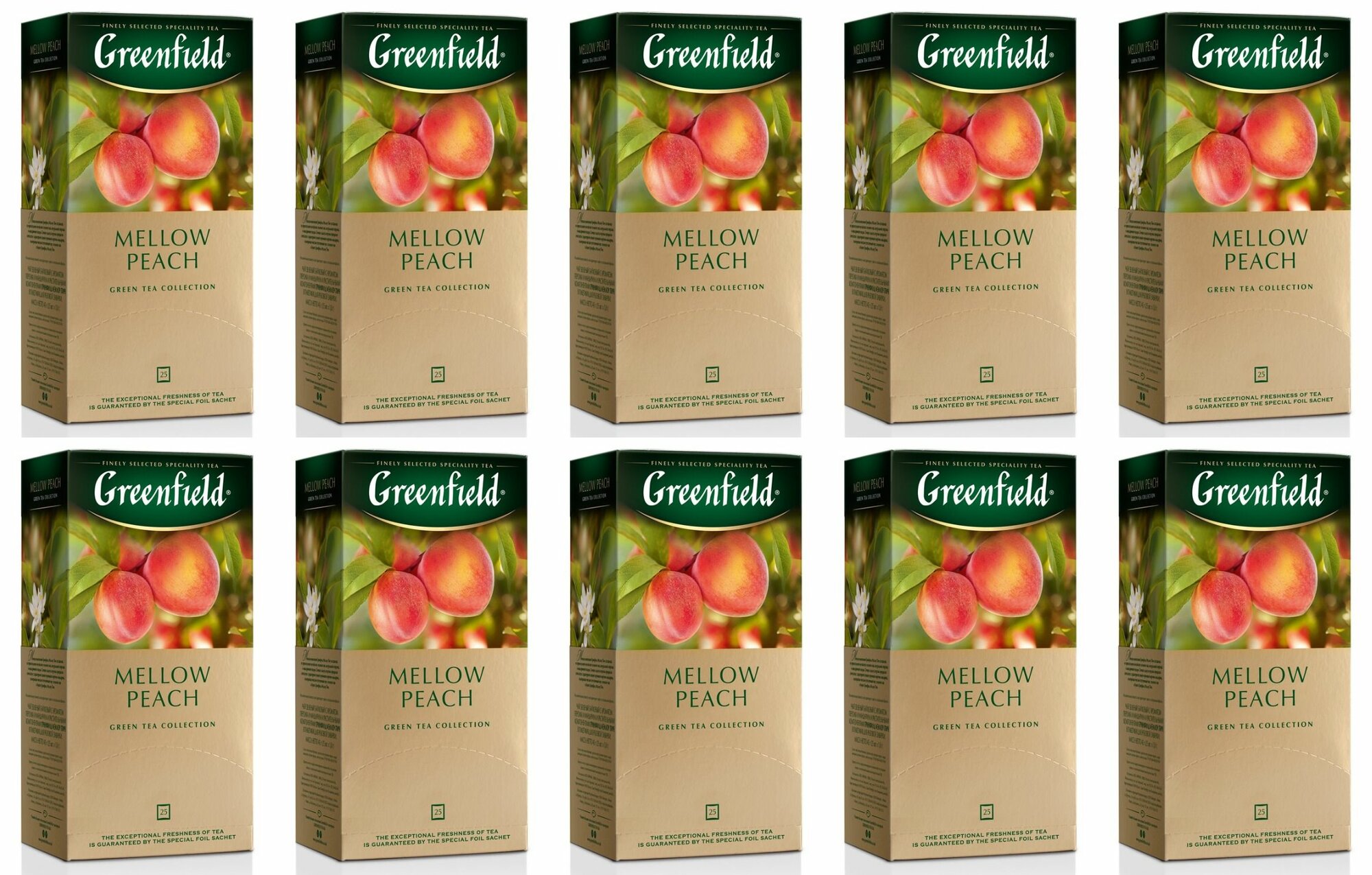 Greenfield Чай в пакетиках Peach mellow peach зеленый, 25 шт х 1.8 г, 45 г, 10 уп