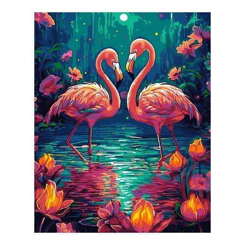 Живопись По Номерам 40*50см Влюбленные фламинго (13200) живопись по номерам 40 50см иней картонная упаковка 26934