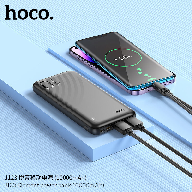 Внешний аккумулятор 10000mAh 2USB 2.0A Li-pol с LED дисплеем Hoco J123 Black