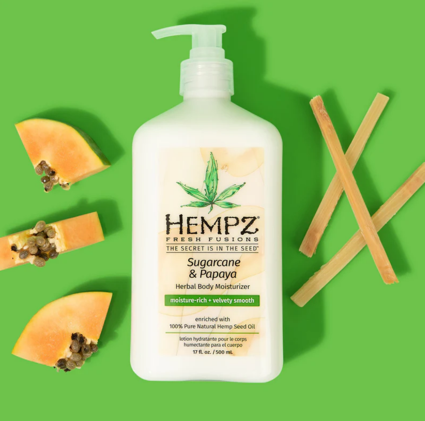 Hempz Sugarcane & Papaya Herbal Body Moisturizer - Молочко для тела Сахарный тростник и Папайя 500 мл