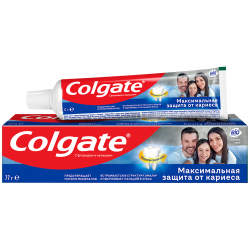 Зубная паста COLGATE Максимальная защита от кариеса Свежая мята с комплексом кальция и фторида и технологий Calcium-lock, 100мл