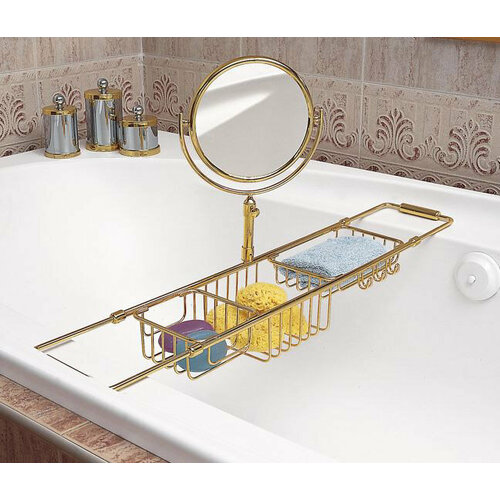 Полочка для ванны раздвижная с зеркалом косметическим WINDISCH 85115CR хром L600 MAX100