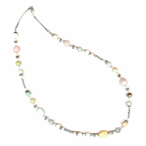 Колье ARMONIA, кварц, бисер, амазонит, яшма, нефрит, длина 45 см, золотой, коричневый