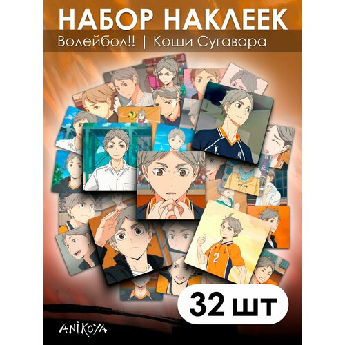 Наклейки Волейбол Коши Сугавара аниме 32 шт