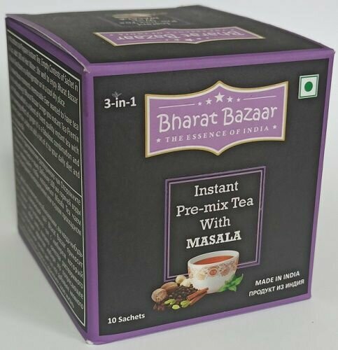 Чай чёрный растворимый Масала (со специями и сахаром) Bharat Bazaar (Бхарат Базар) 10 пак.