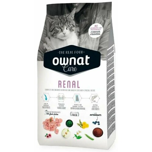 Ownat Adult Care Renal Сухой корм для взрослых кошек с хронической почечной недостаточностью, с курицей, 1,5 кг