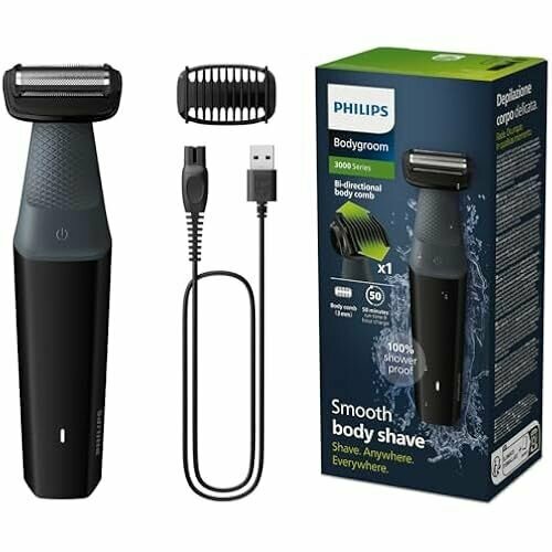 Водонепроницаемый триммер Philips Bodygroom Series 3000 для интимной зоны и тела чистое и комфортное бритье уход за всем телом время работы 50 минут модель BG301701 17451₽