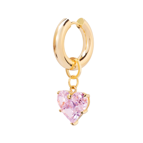 Моносерьга LUMINORA, фианит, размер 20 мм, золото/розовый