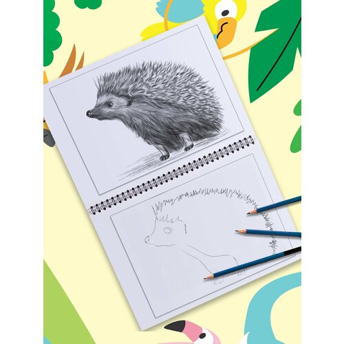 Альбом для скетчинга Раскраска с эскизами А4 антистресс обучение рисованию Животные