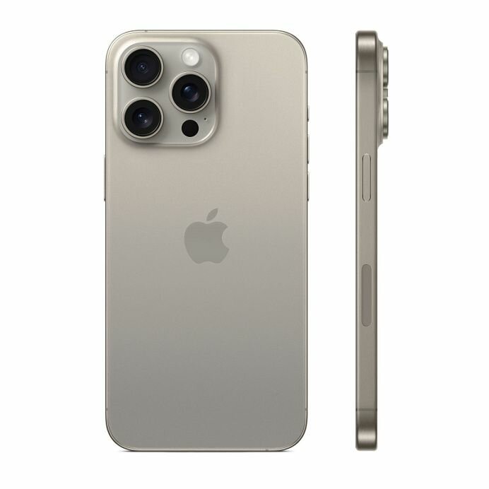 Смартфон Apple iPhone 15 Pro Max, Natural Titanium/Титан, (Sim+eSim), 8/256 ГБ, темно-бежевый — фото 1