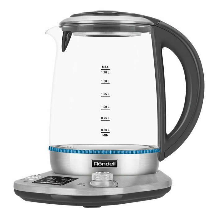 Чайник электрический Rondell RDE-1003, 1,7 л, 2200 Вт, серебристый/черный