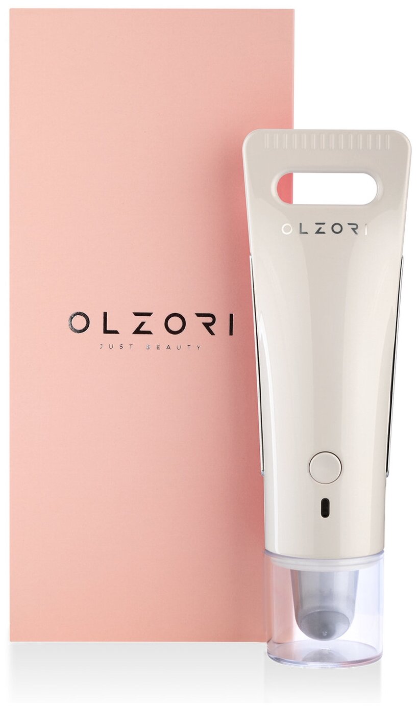 OLZORI Электрический массажер для глаз, губ и лица с токами EMS, нагревом и высокочастотными вибрациями
