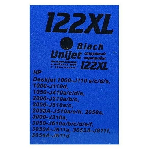 Картридж Unijet CH563HE (122XL) для HP, черный ic h563 картридж 122xl для hp deskjet 1050 1510 2050 3000 3050 черный