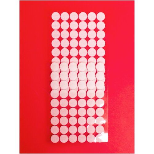 Липучка круглая клеевая белая, d 1,5 см, 54 пары