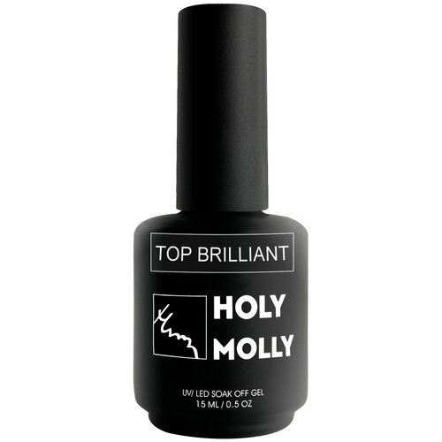 HOLY MOLLY верхнее покрытие Top Brilliant, бесцветный, 15 мл, 65 г holy molly верхнее покрытие top flash silver 15 мл 50 г