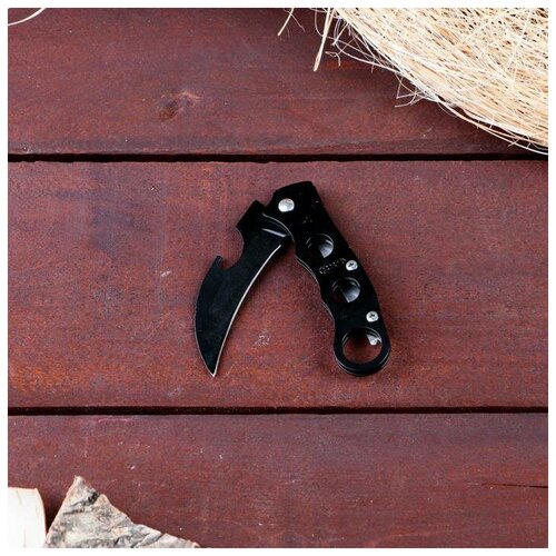 фото Нож-керамбит "круги", черная рукоять, лезвие 6 см market-space