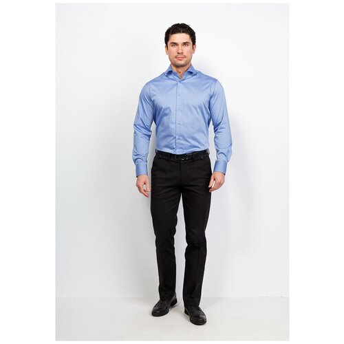 Рубашка мужская длинный рукав BERTHIER DALLASL4/Fit-R(0), Полуприталенный силуэт / Regular fit, цвет Голубой, рост 174-184, размер ворота 45