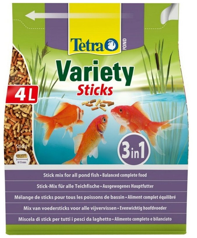 Корм для прудовых рыб Tetra Pond Variety Sticks 4 л, смесь из 3-х видов палочек