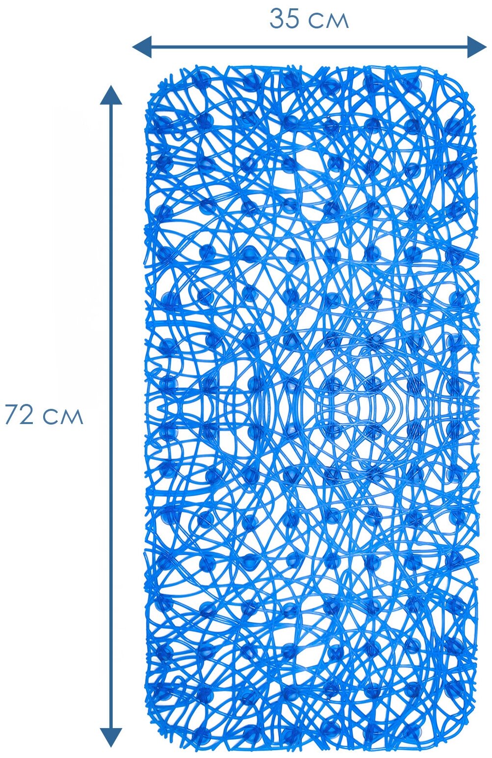 Коврик для ванны противоскользящий VILINA на присосках "Паутинка" 35х72 см синий - фотография № 4