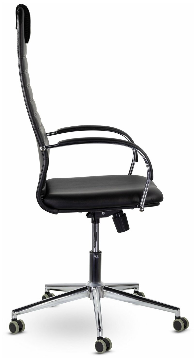 Кресло руководителя BRABIX "Pilot EX-610 CH" premium, хром, кожзам, черное, 532418 - фотография № 4