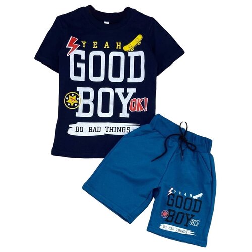 Костюм двойка на мальчика футболка и шорты (8 лет) рост 128 см. с рисунком Good Boy