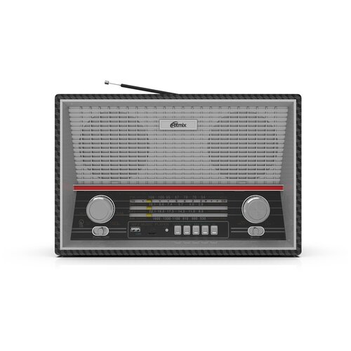 Радиоприемник Ritmix RPR-102 Wood, стерео, ретро-дизайн, usb, SD, аудио вход AUX, УКВ-FM, AM, 2SW, ДУ, питание 9-220в