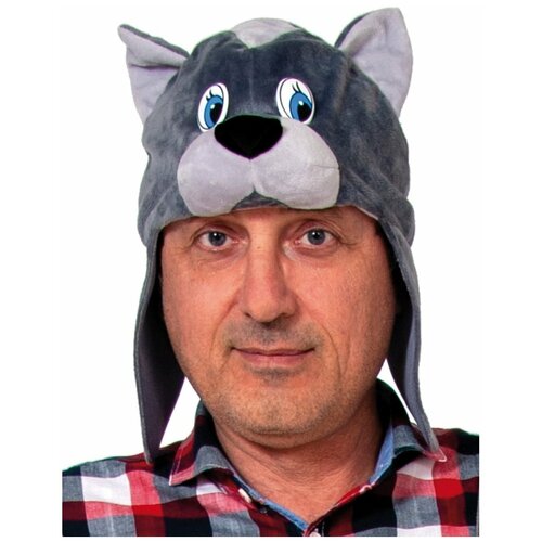 фото Шапка взрослая "серый кот" (14575) карнавалофф