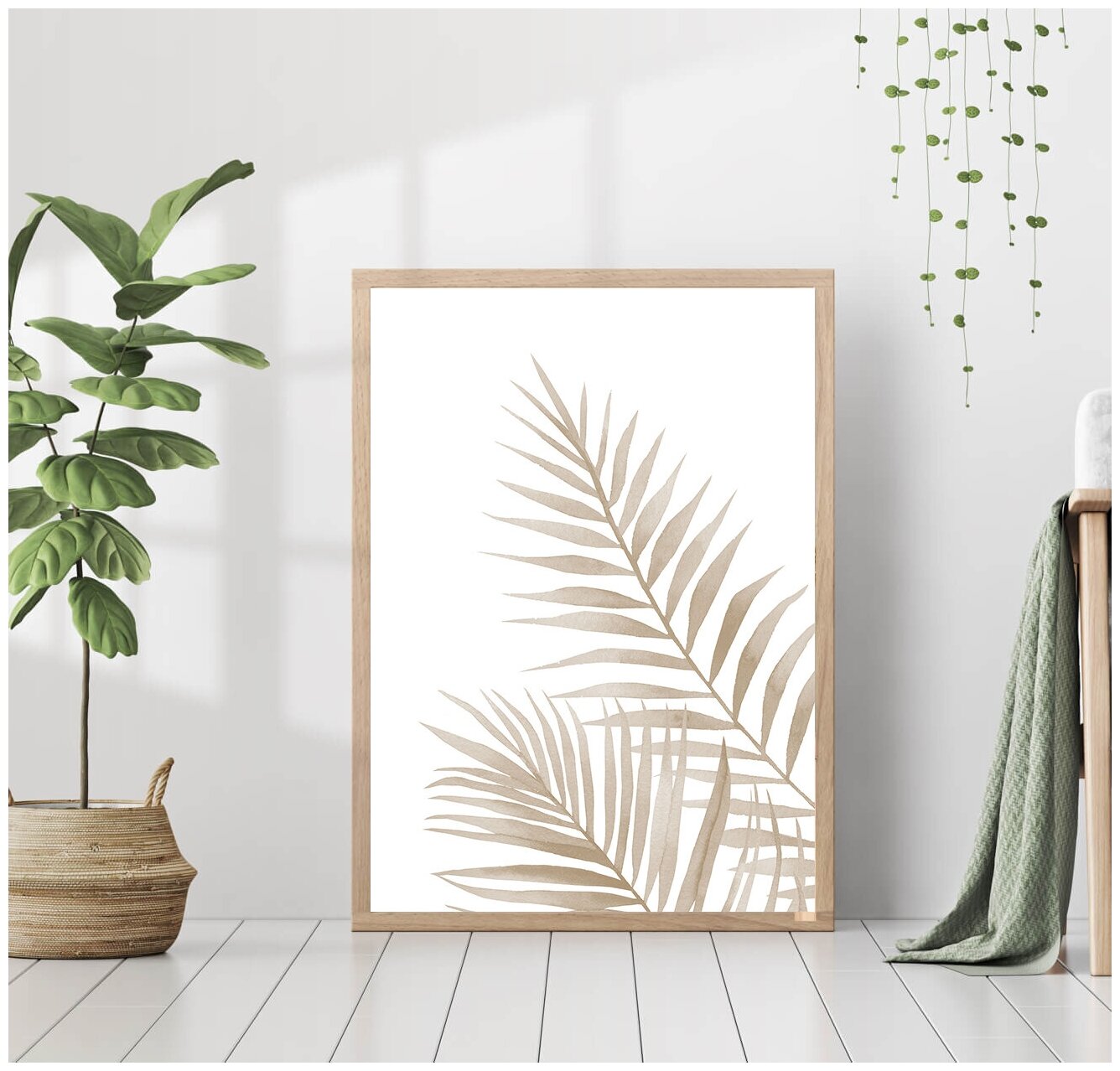 Постер без рамки "Пальмовый лист" декор для интерьера 30х40 см, в подарочном тубусе