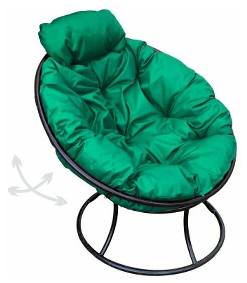 Кресло m-group папасан пружинка мини чёрное, зелёная подушка - фотография № 1