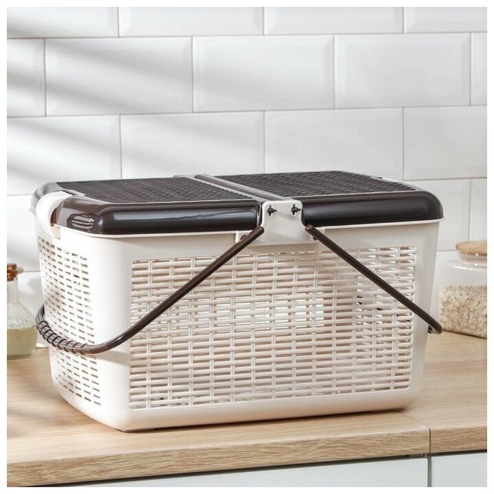 фото Корзина для пикника, 45×30×24 см, цвет светло-коричневый