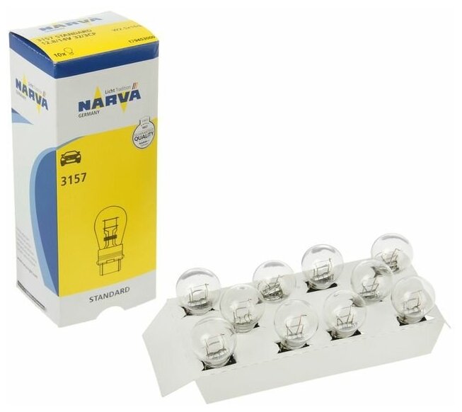 Автолампа Narva 17945 P27/7W(3157) 12V 27/7W W2,5X16q Standard (К10/200) Narva арт. 17945