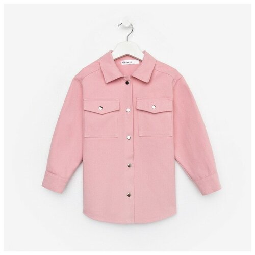KAFTAN Рубашка для девочки джинсовая KAFTAN, размер 32 (110-116 см), цвет розовый