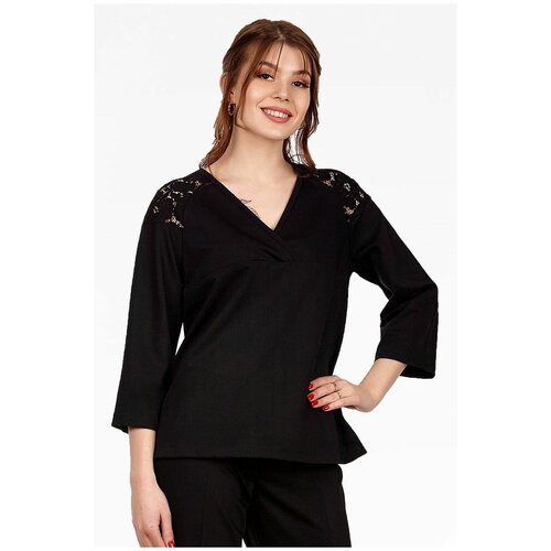 Блуза  Setty'S Collection, повседневный стиль, свободный силуэт, размер 44, черный