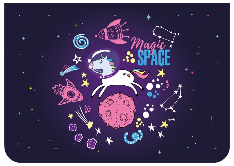 ArtSpace Папка для труда 2 отделения Magic Space, А4, пластик, на молнии, цветной/рисунок