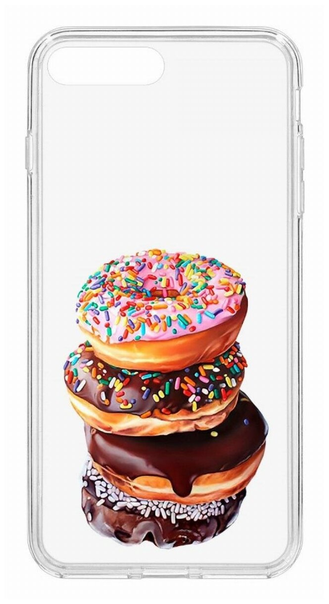 Чехол для iPhone 7 Plus/8 Plus Kruche Print Donuts,противоударная пластиковая накладка с рисунком,защитный силиконовый бампер с защитой камеры