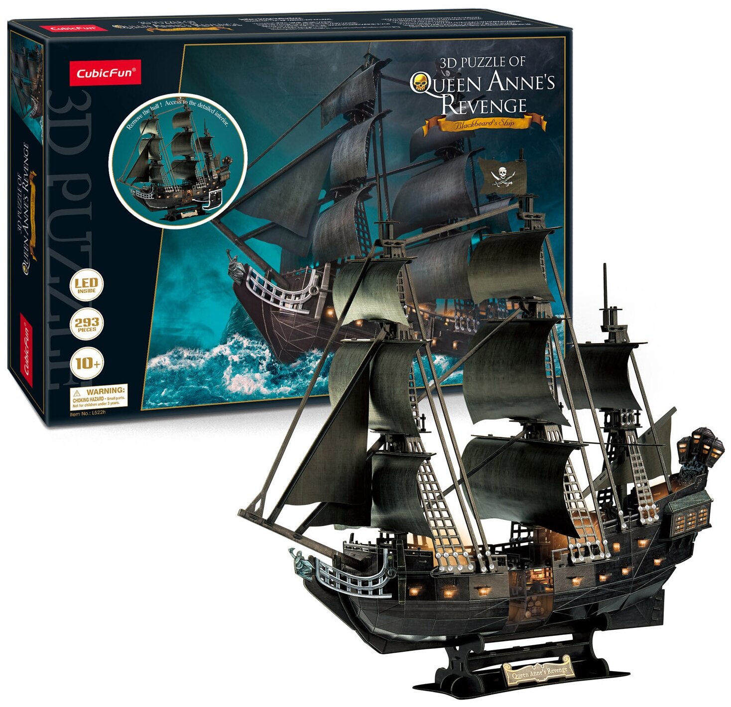 3D пазл Корабль Месть королевы Анны с LED-подсветкой,293 детали