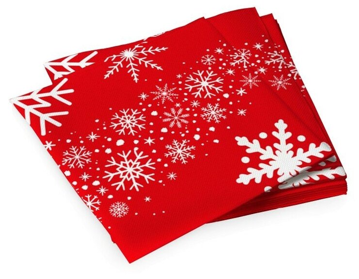 Салфетки бумажные трехслойные Снежинки - 2, 33*33 см, 20 шт - фотография № 1
