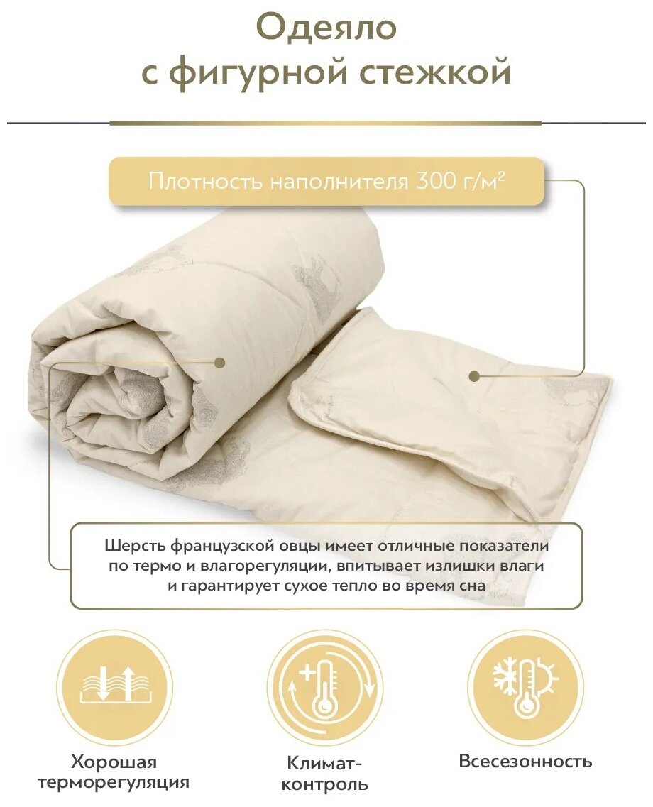 Одеяло евро 200х210 см шерстяное всесезонное 300 г/м2 - фотография № 16