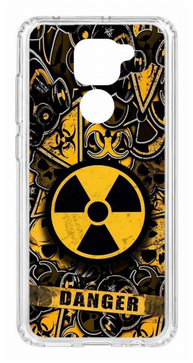 Чехол для Xiaomi Redmi Note 9 Kruche Print Danger,противоударная пластиковая накладка с рисунком,силиконовый бампер с принтом и защитой камеры