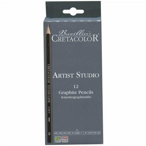 Набор для графики Creta Color Artist Studio Line - 12 графитовых карандашей, (твердости: 6B, 4B, 3B, 2B, B, 2xHB) cretacolor набор для графики artists studio line 6 графитовых карандашей