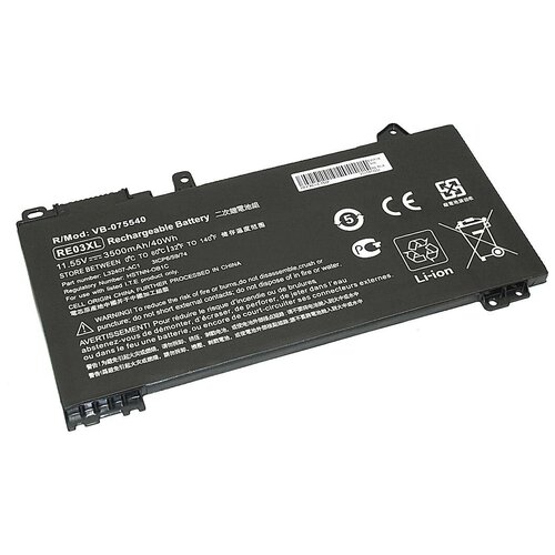 Аккумулятор для ноутбука HP RE03XL, HSTNN-0B1C, L32407-2B1, 11,55V, 3500mAh код mb075540 аккумулятор re03xl для ноутбука hp probook 430 g6 11 55v 3500mah черный