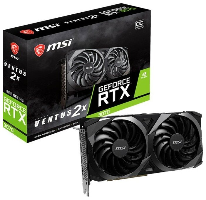 Видеокарта MSI GeForce RTX 3070 VENTUS 2X OC 8ГБ GDDR6 OC RTX 3070 VENTUS 2X 8G OC LHR