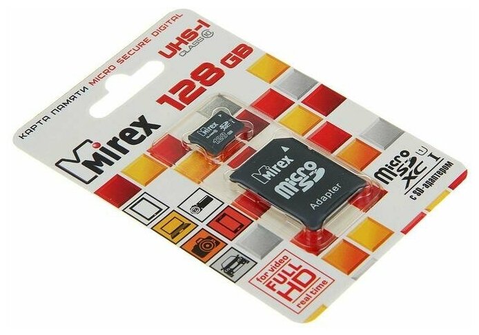 Карта памяти Mirex microSDXC 64 ГБ Class 10, V10, A1, UHS-I U1, R/W 45/25 МБ/с, адаптер на SD, 1 шт., черный - фото №9