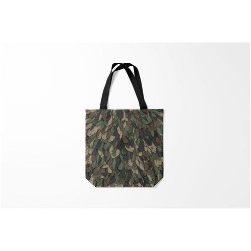 фото Сумка-шоппер / 40х40 см / тренды / милитари камуфляж с перьями burnettie