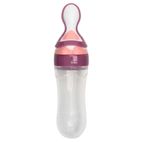 Бутылочка для кормления, Крошка Я силиконовая, с ложкой, 90 мл, цвет фиолетовый