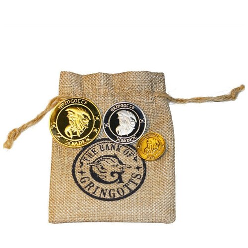 Монеты Гарри Поттер: Гринготтс+ мешочек (галеон, сикель, кнат)
