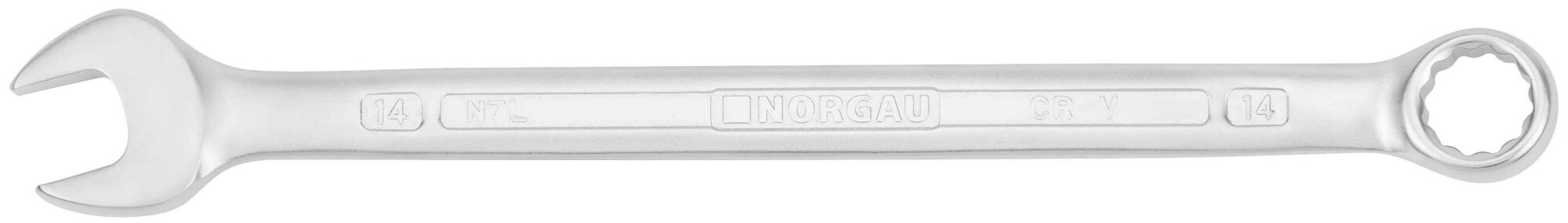 Гаечный ключ NORGAU Industrial HРM комбинированный удлиненный с рожковым и 12-гранным накидным профилем, 13 мм