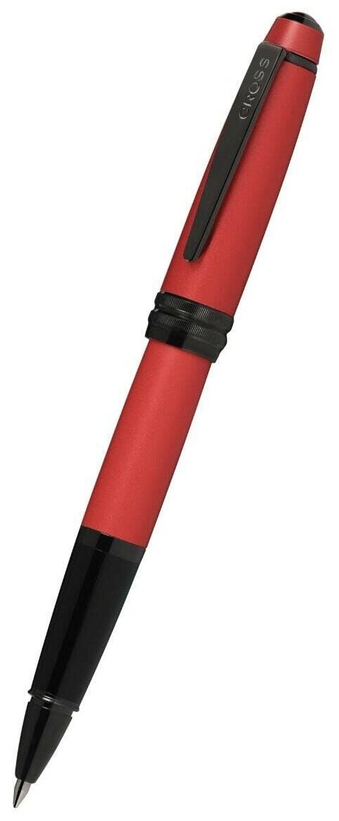 Ручка-роллер Cross Bailey Matte Red Lacquer. Корпус - латунь, покрытая красным матовым лаком. Отделка - черное PVD напыление AT0455-21