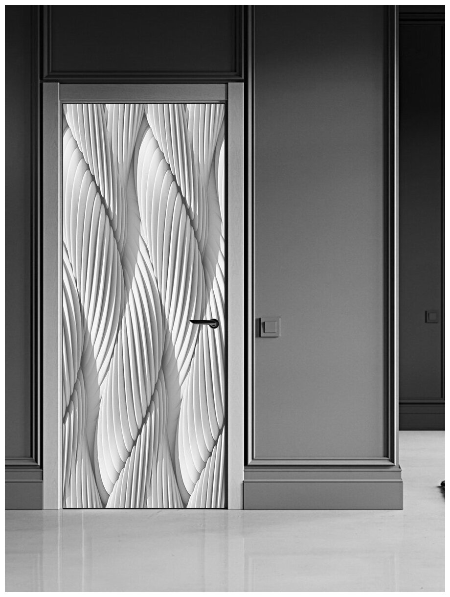 Наклейка интерьерная на дверь "Абстрактные изогнутые линии", самоклеющаяся 80х200 см.