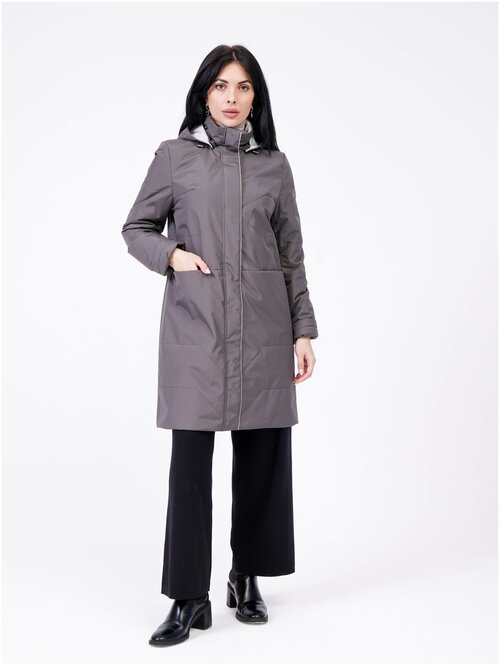 Куртка  Maritta демисезонная, средней длины, силуэт прямой, съемный капюшон, ветрозащитная, внутренний карман, размер 34(44RU)
